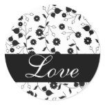 Love Black & White Floral Damask Wedding Sticker