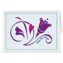 Love Blossoms Birthday Card /sky blue
