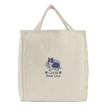 Love Border Collie Embroidered Bag