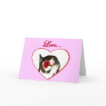 Love Boxer Dog with Red Rose Greeting Card