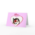 Love Boxer Dog with Red Rose Greeting Card
