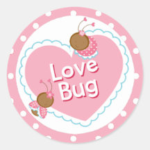 Love Bug and Pink Heart Valentine Sticker