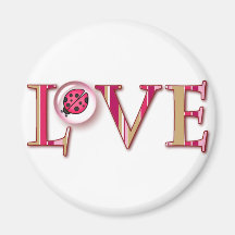 LOVE BUG BUBBLE & STRIPES by SHARON SHARPE Fridge Magnets