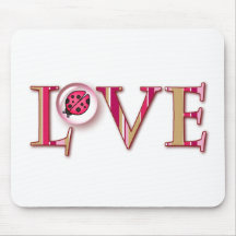 LOVE BUG BUBBLE & STRIPES by SHARON SHARPE Mouse Pad