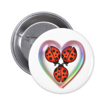 LOVE BUG & HEART BUBBLE by SHARON SHARPE Pinback Button