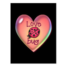 LOVE BUG & HEART BUBBLE by SHARON SHARPE Post Card