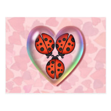 LOVE BUG & HEART BUBBLE by SHARON SHARPE Postcard