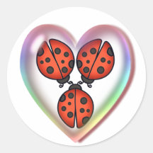 LOVE BUG & HEART BUBBLE by SHARON SHARPE Round Stickers
