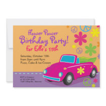 Love Bug Hippie Birthday Party Invitations