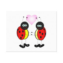 Love Bug Ladybug Cartoon Stretched Canvas Print