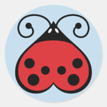 Love Bug Ladybug Ladybird Circle Stickers on Blue