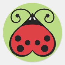 Love Bug Ladybug Ladybird Circle Stickers on Green