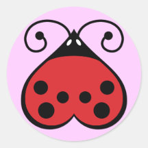 Love Bug Ladybug Ladybird Circle Stickers on Pink