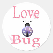 love bug purple round sticker