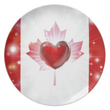 Love Canada flag heart background Party Plates