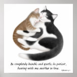 Love Cats Ephesians 4:2 Inspirational Print