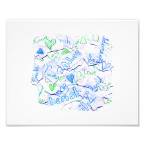 Love Cherish Adore Purple and Green Collage Square Photographic Print