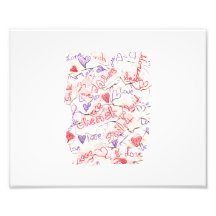 Love Cherish Adore Red and Purple Collage Art Photo