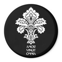 Love Conquers All (black-white) Magnets
