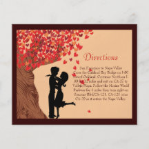 Love Couple Falling Hearts Oak Tree Direction Card Flyer Design