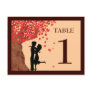 Love Couple Falling Hearts Oak Tree Table Number