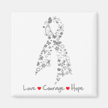 Love Courage Hope Butterfly - Brain Cancer Magnets