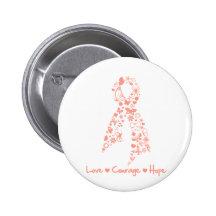 Love Courage Hope Butterfly - Endometrial Cancer Pinback Button