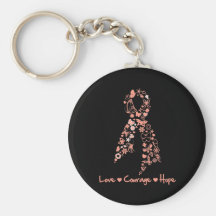 Love Courage Hope Butterfly - Endometrial Cancer Key Chains