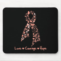 Love Courage Hope Butterfly - Endometrial Cancer Mouse Pads