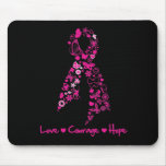Love Courage Hope Butterfly Ribbon - Breast Cancer Mousepad