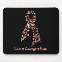 Love Courage Hope Butterfly - Uterine Cancer Mouse Pad