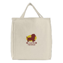Love Dachshund Embroidered Tote Bag