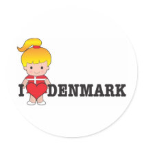 Love Denmark Round Sticker