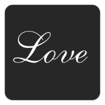 Love Envelope Seal In Black And White Square Sticker
