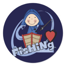 Love Fishing - Boy Tshirts and Gifts Round Stickers