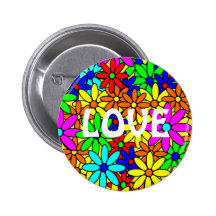 Love Flower Power Collage Pin