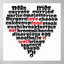 Love food, Love heart Print