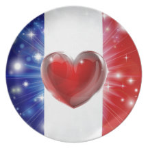 Love France flag heart background Party Plate
