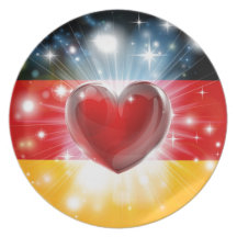 Love France flag heart background Party Plates