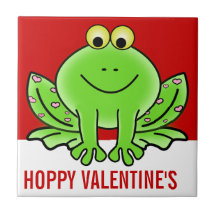 Love Frog Funny Greeting: Hoppy Valentine's Day Ceramic Tile