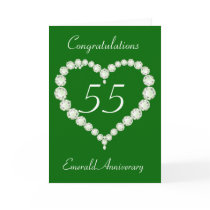 Love Heart Diamond Emerald Anniversary Card