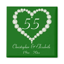 Love Heart Diamond Emerald Anniversary Magnet