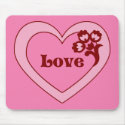 Love Heart Floral Mousepad