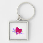 Love Heart Flowers Key Chains