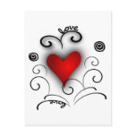 Love Heart Swirl - Red And Black With Effects Postcards