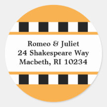 Love! Hearts Address Label - Orange Round Sticker