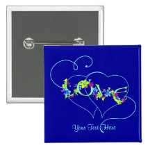 Love Hearts and Flowers Button