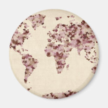 Love Hearts Map of the World Map Fridge Magnet