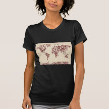 Love Hearts Map of the World Map Tshirt