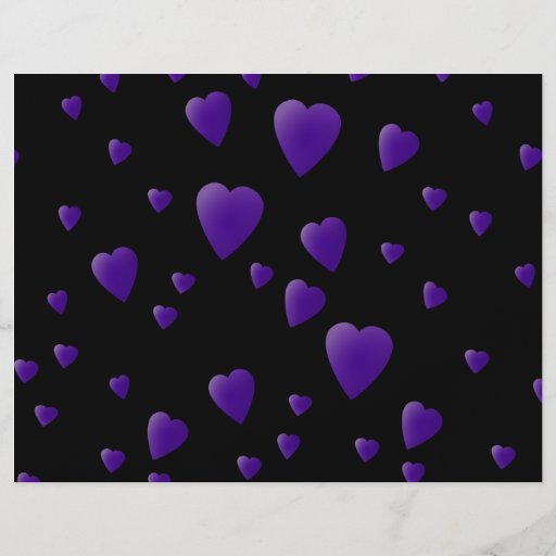 Love Hearts Pattern in Black and Purple. Flyers